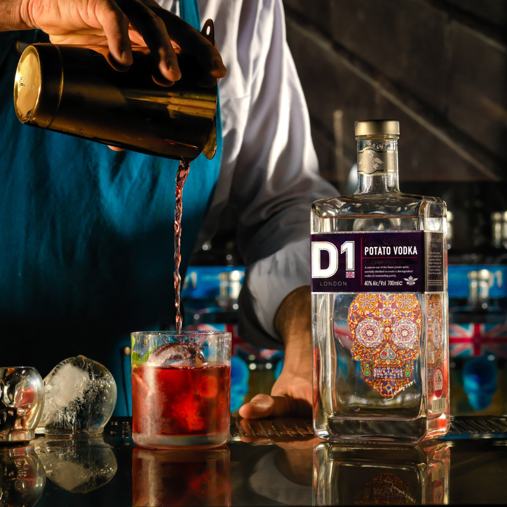 d1 potato vodka being poured