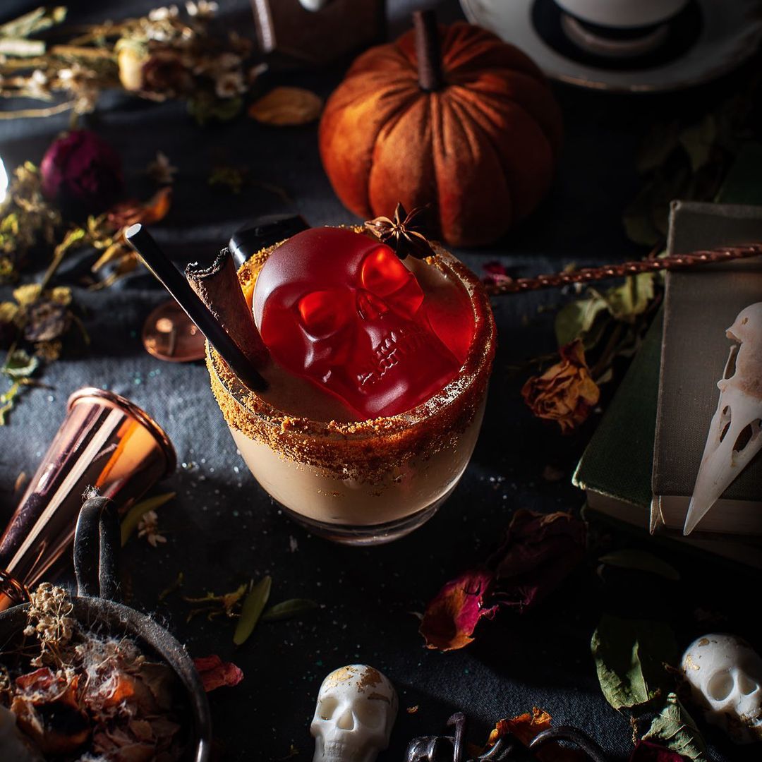 jelly skull in cocktail from skull mould